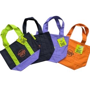 Trader Joe's Halloween Mini Canvas Tote Bags. Set of 4. NWT